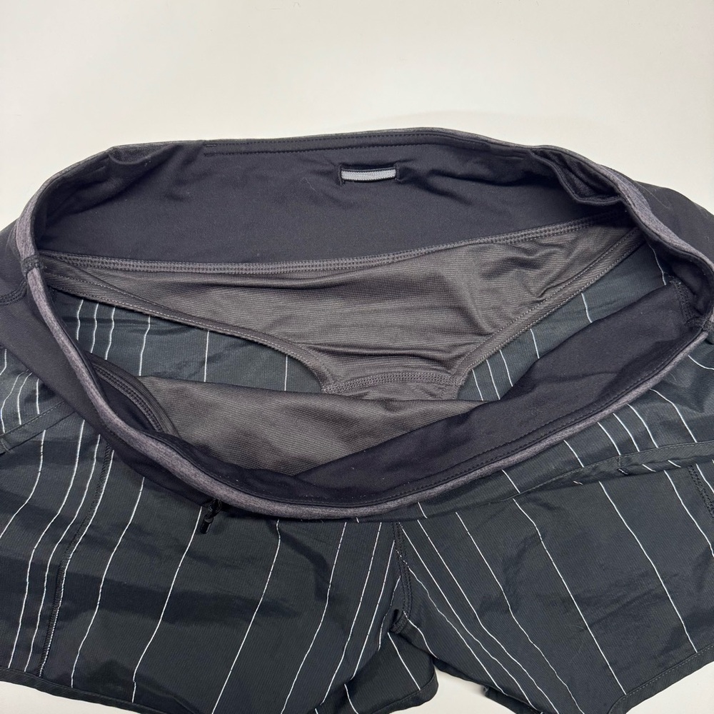 EUC Lululemon Speed Shorts Black With Reflective Stripes Size 8 - Picture 4 of 6